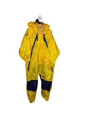 Tuffo Kids Yellow & Blue Packable Rainsuit, Hooded, Full Zip Closure, Size 5T